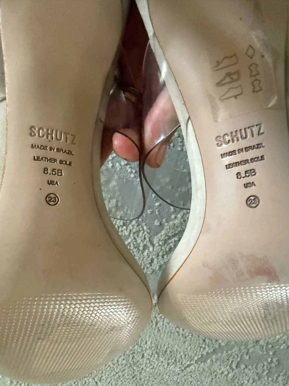 Schutz Ariella Stiletto Sandals heels clear straps slip on 9.5
